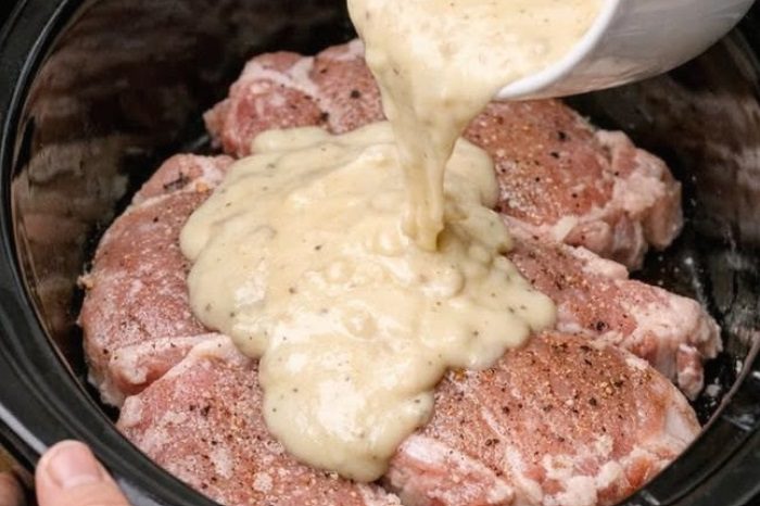 Add pork chops and these 2 ingredients to a slow cooker for a homestyle meal everyone will beg you to make again