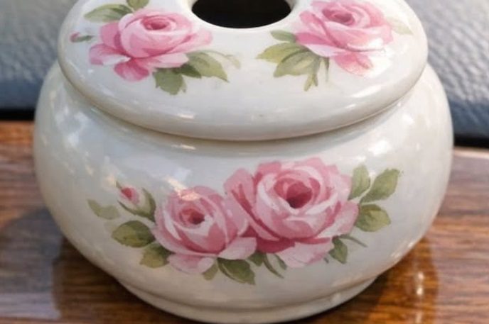 Bought a weird ceramic jar at a spring estate sale. It has a lid with a finger sized hole in the center and hand painted flowers. No smells, completely empty inside. Anyone know what this thing is?