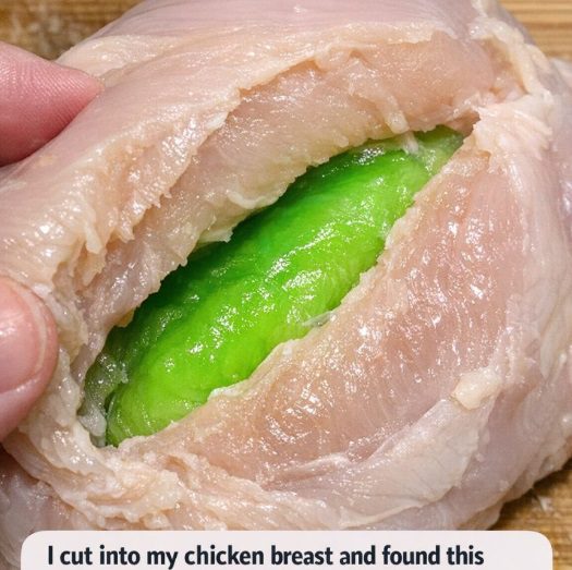 I cut into my chicken breast and found this neon green flesh — is it radioactive?