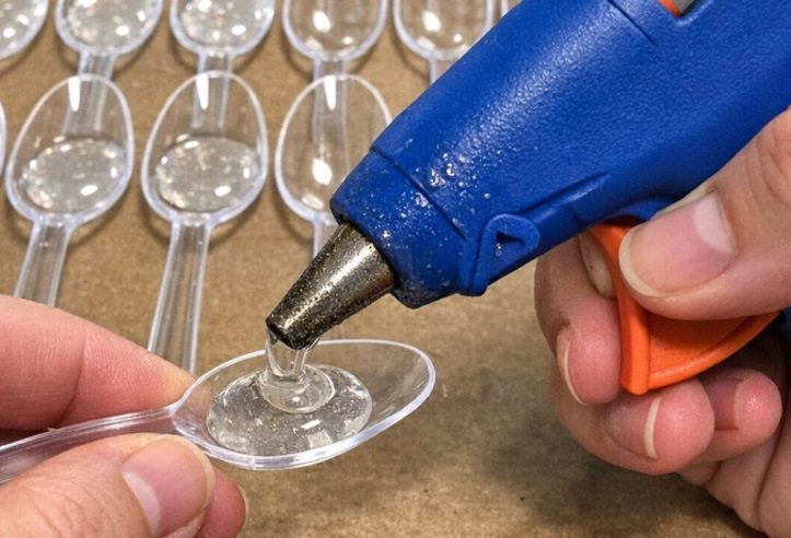 Squeeze hot glue into 24 dollar store plastic spoons, and the end result is magical