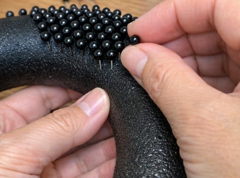 Stick 300 dollar store black map pins into a foam wreath form, and the end result is mind-blowing
